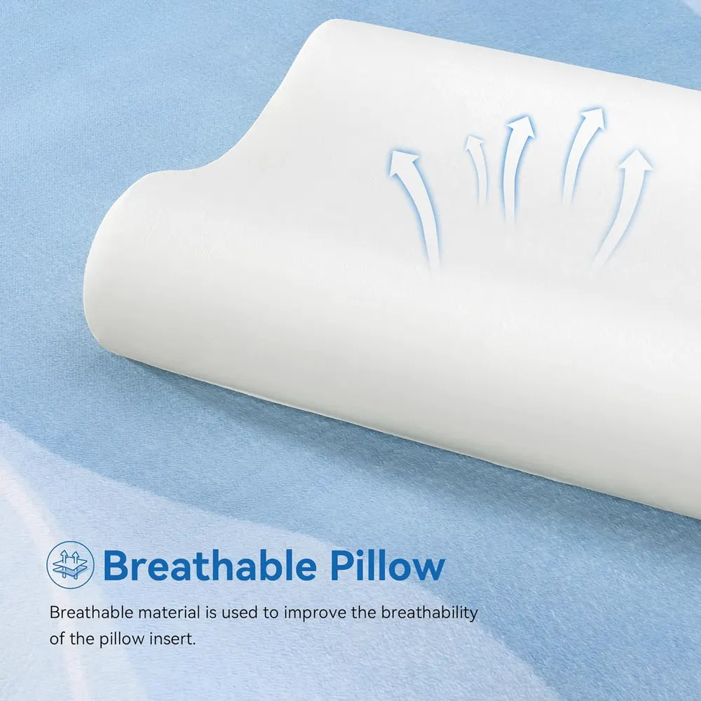 A side-by-side comparison showing incorrect vs. correct spinal alignment on a pillow